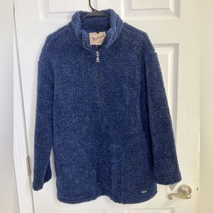 Woolrich Pullover 1/4 Zip Waffle Knit Fleece Top Blue Men's Medium New With Tags
